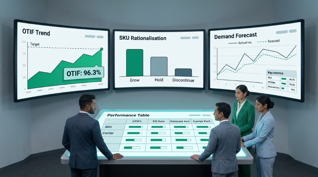 OTIF, SKU rationalisation and demand forecast dashboard